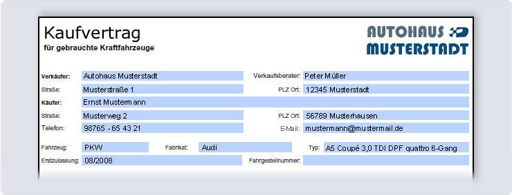 Kaufvertrag im autocrm Druckcenter