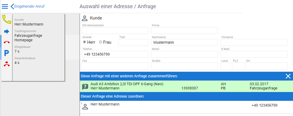 autocrm - Signalisierung eingehender Anruf